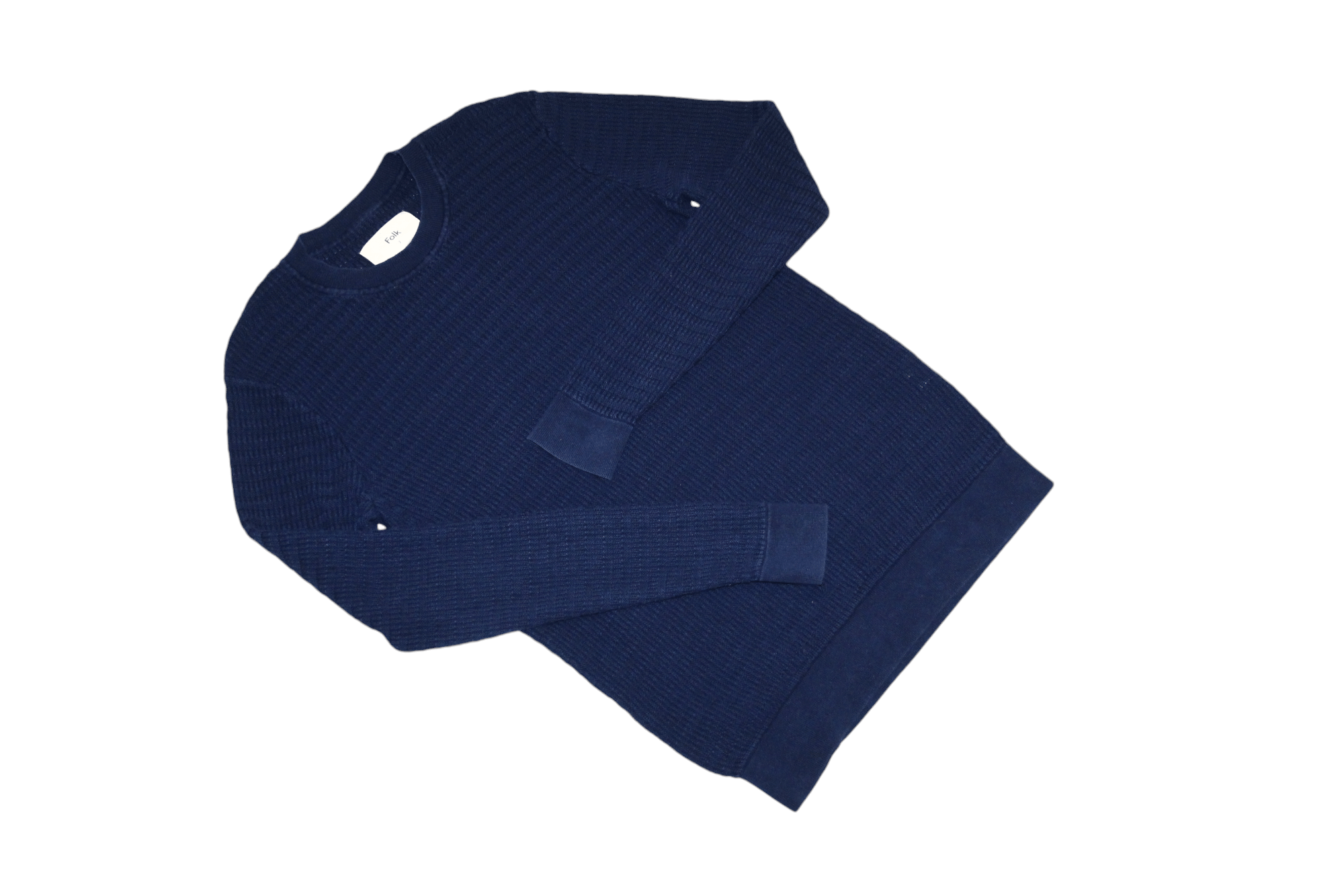 Folk Folk Indigo Dyed Cotton Rib Knit Crew Neck Jumper Size US S / EU 44-46 / 1 - 5 Thumbnail