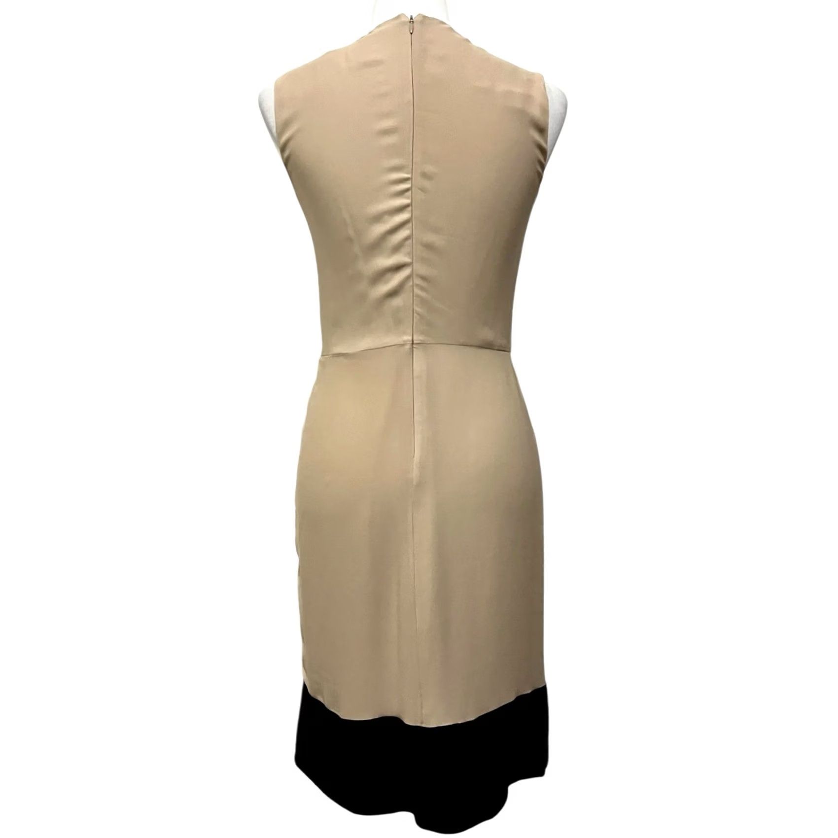 Diane von Furstenberg Diane von Furstenberg Kayley Silk Cinched Accent Tan Black Sheath Dress Sz 4 Size S / US 4 / IT 40 - 6 Thumbnail