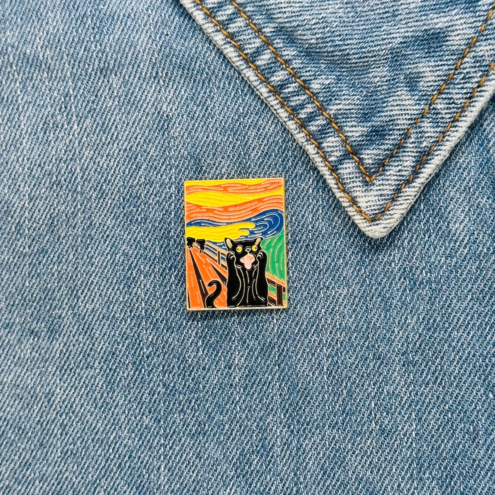 Other 🤩Enamel Lapel Pins Oz Scream black Cat Cute Black Cat Van G Size ONE SIZE - 1 Thumbnail