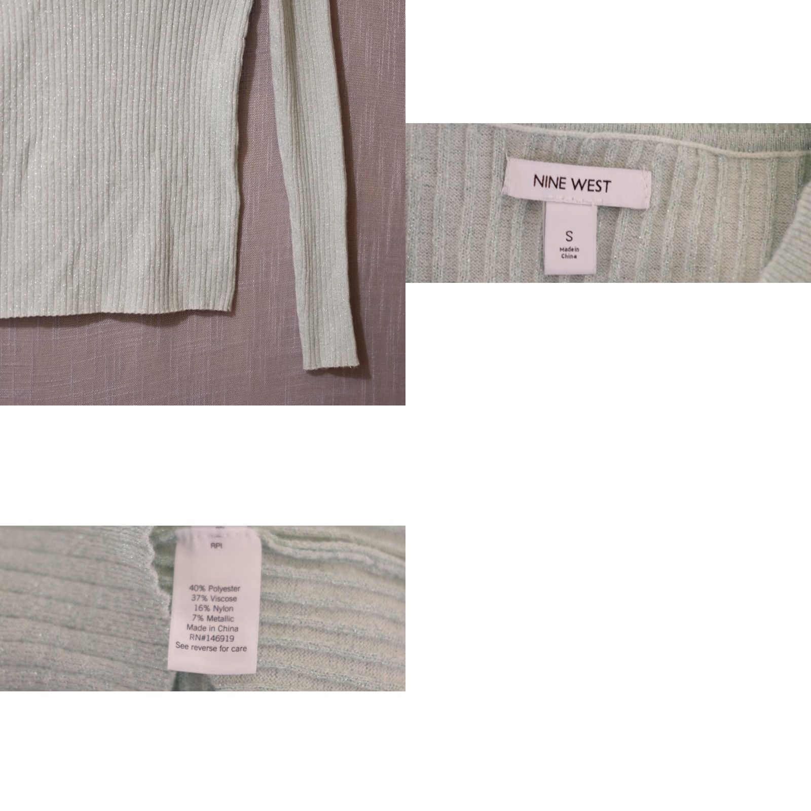 Nine West Nine West Sweater Crew Neck Ribbed Knit Metallic Mint Color Womens S #A2-36 Size S / US 4 / IT 40 - 8 Thumbnail