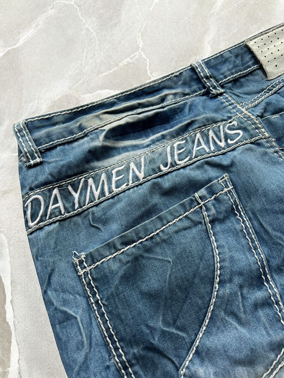 Vintage CRAZY MULTICOLOURED WIDE JEANS VINTAGE WASHED DENIM PANTS Size US 36 / EU 52 - 5 Thumbnail