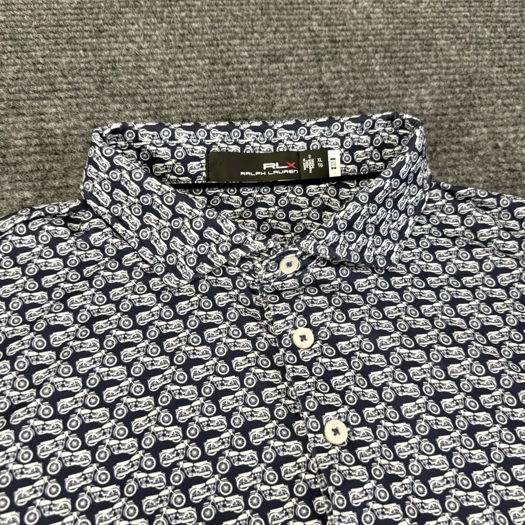 Ralph Lauren RLX Ralph Lauren Polo Shirt Mens XL Blue Motorcycle Graphic Print Golf Performance Shirt Size US XL / EU 56 / 4 - 5 Thumbnail