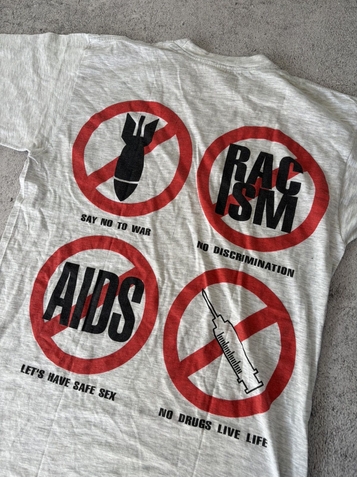 Vintage vintage single stitch no racism let’s have safe sex tee Size US M / EU 48-50 / 2 - 2 Thumbnail