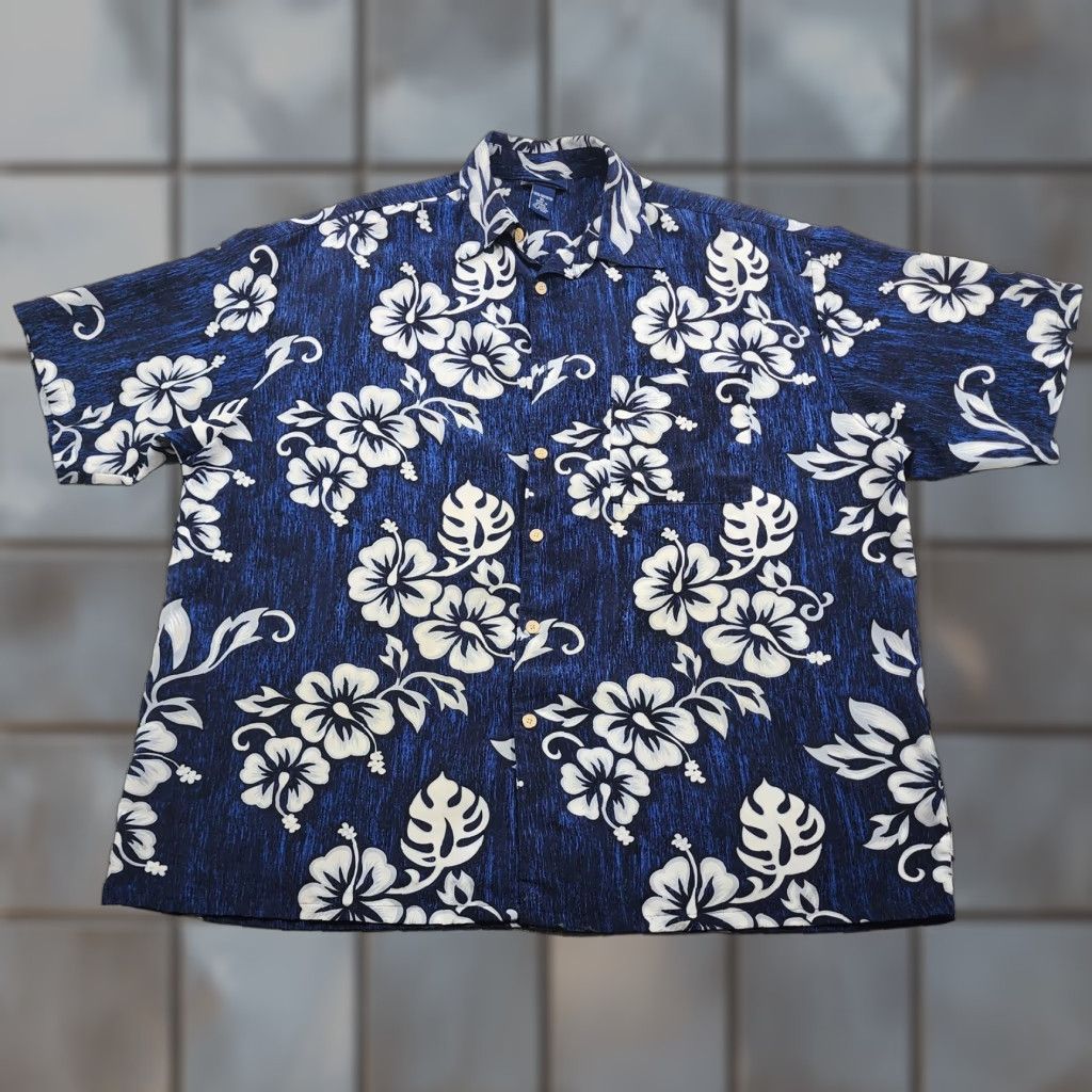 Vintage Extreme Gear Shirt Mens XL Blue White Hawaiian Floral Button Up Short Sleeve Size US XL / EU 56 / 4 - 1 Thumbnail