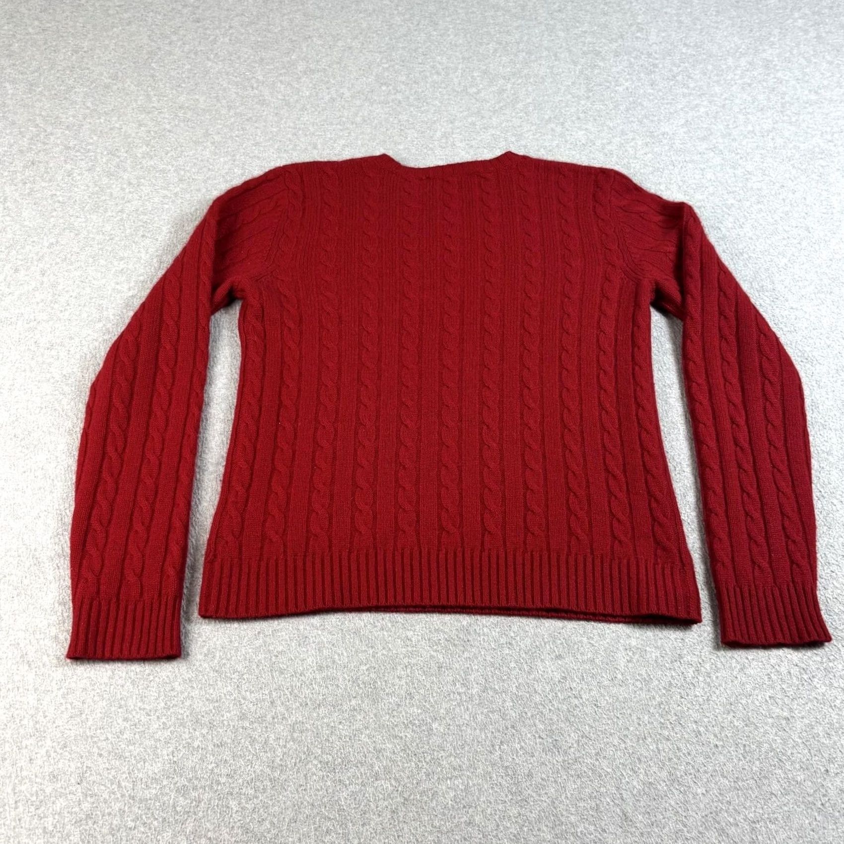 Ralph Lauren VINTAGE Lauren Ralph Lauren Red Cable-Knit Cashmere Sweater Women Petite P/S Crew Neck Logo Embroidered 90s Pullover Winter Size S / US 4 / IT 40 - 2 Thumbnail