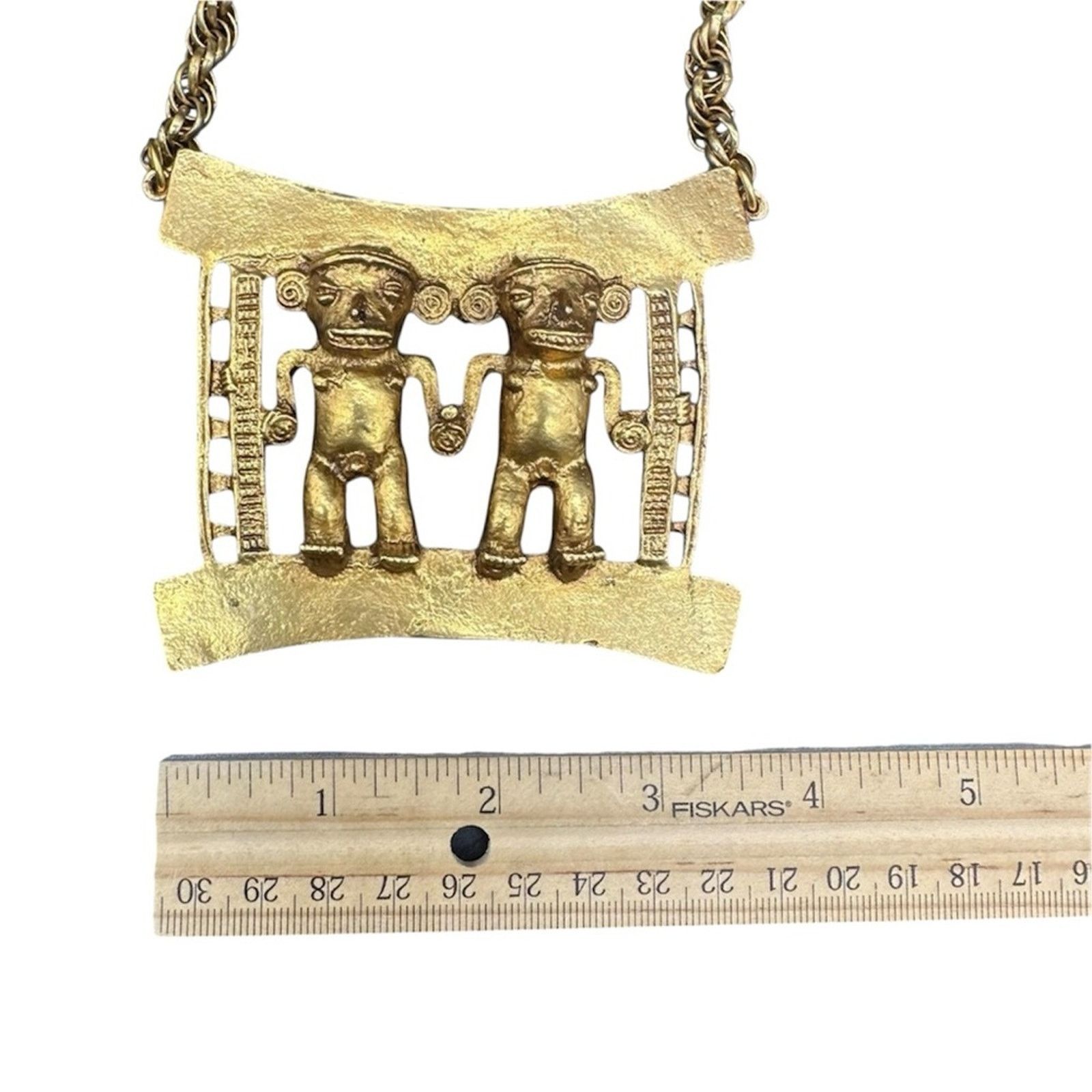 Vintage 70s Vintage Diquis Costa Rica Figure Large Pendant Necklace Size ONE SIZE - 7 Thumbnail