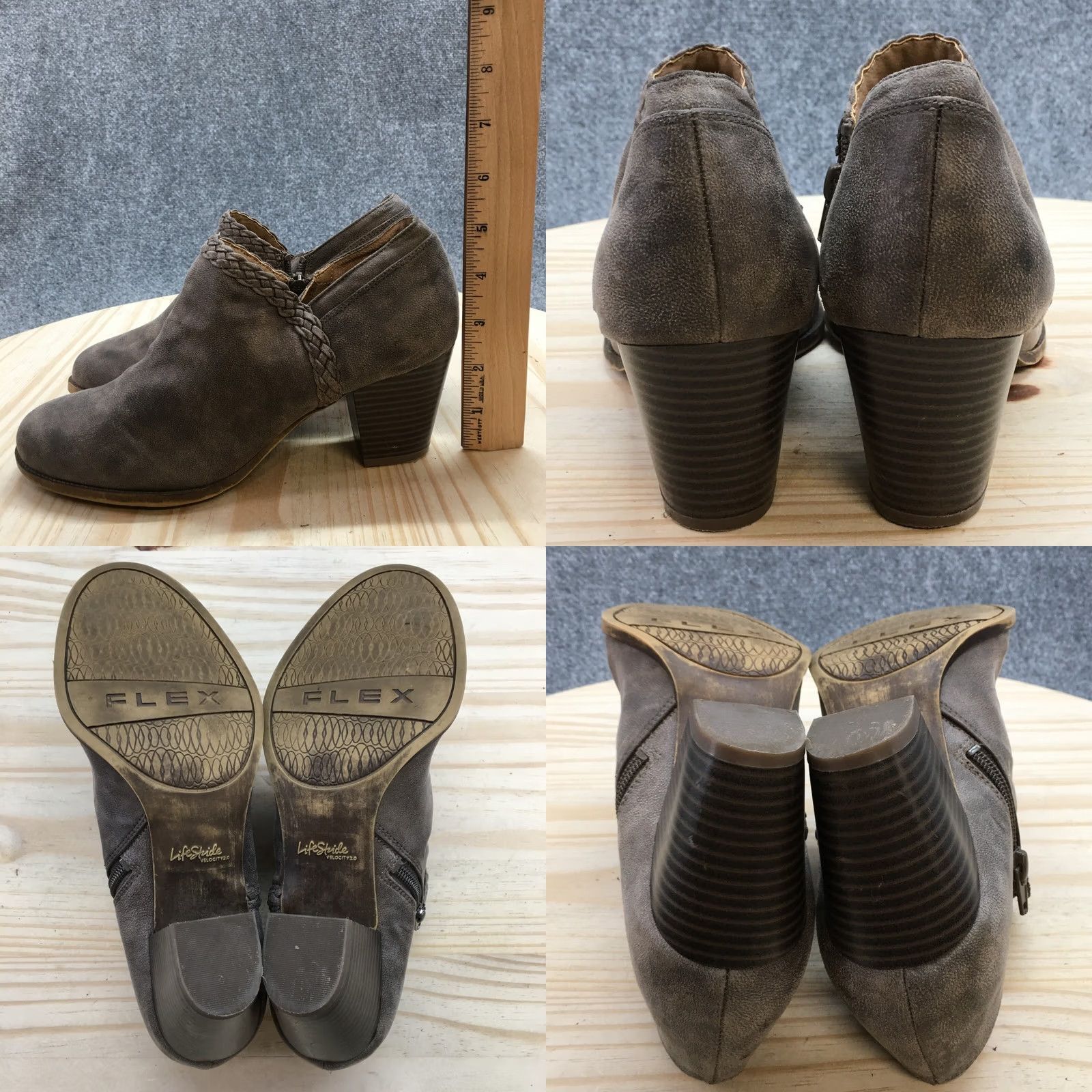 Vintage LifeStride Jacinda Boots Womens 8.5 M Brown Faux Suede Side Zip Bootie Heel 2 in Casual Oblique Style Boots Womens Brown LifeStride Jacinda Boots Size US 9 / IT 39 - 8 Thumbnail