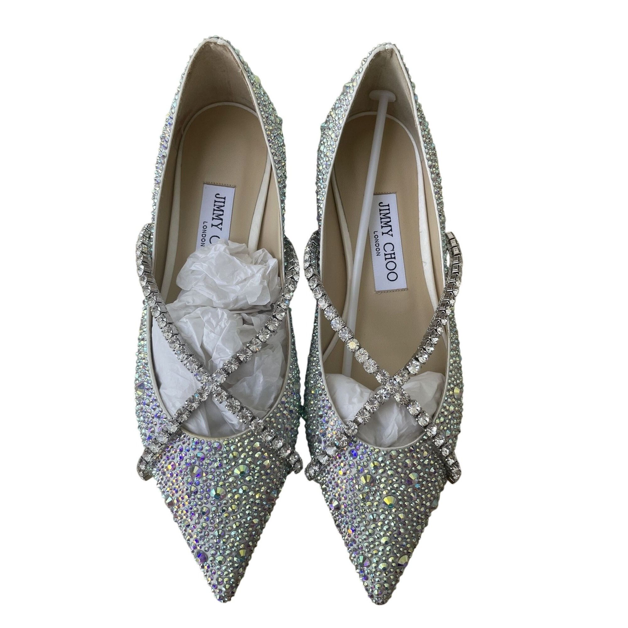 Jimmy Choo Jimmy Choo Womens Crystal-Embellished Pointed Toe Flats 37.5 Size US 7.5 / IT 37.5 - 1 Thumbnail