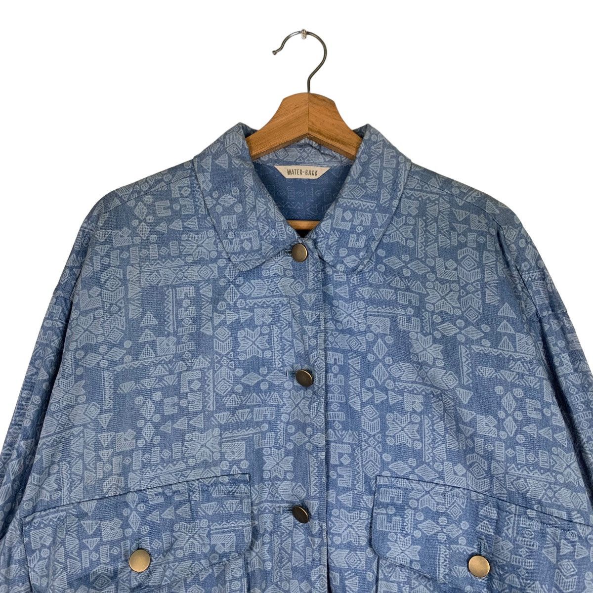 Japanese Brand WATER BACK Motif Design Blue Bomber Jacket #0889-C40 Size M / US 6-8 / IT 42-44 - 2 Thumbnail