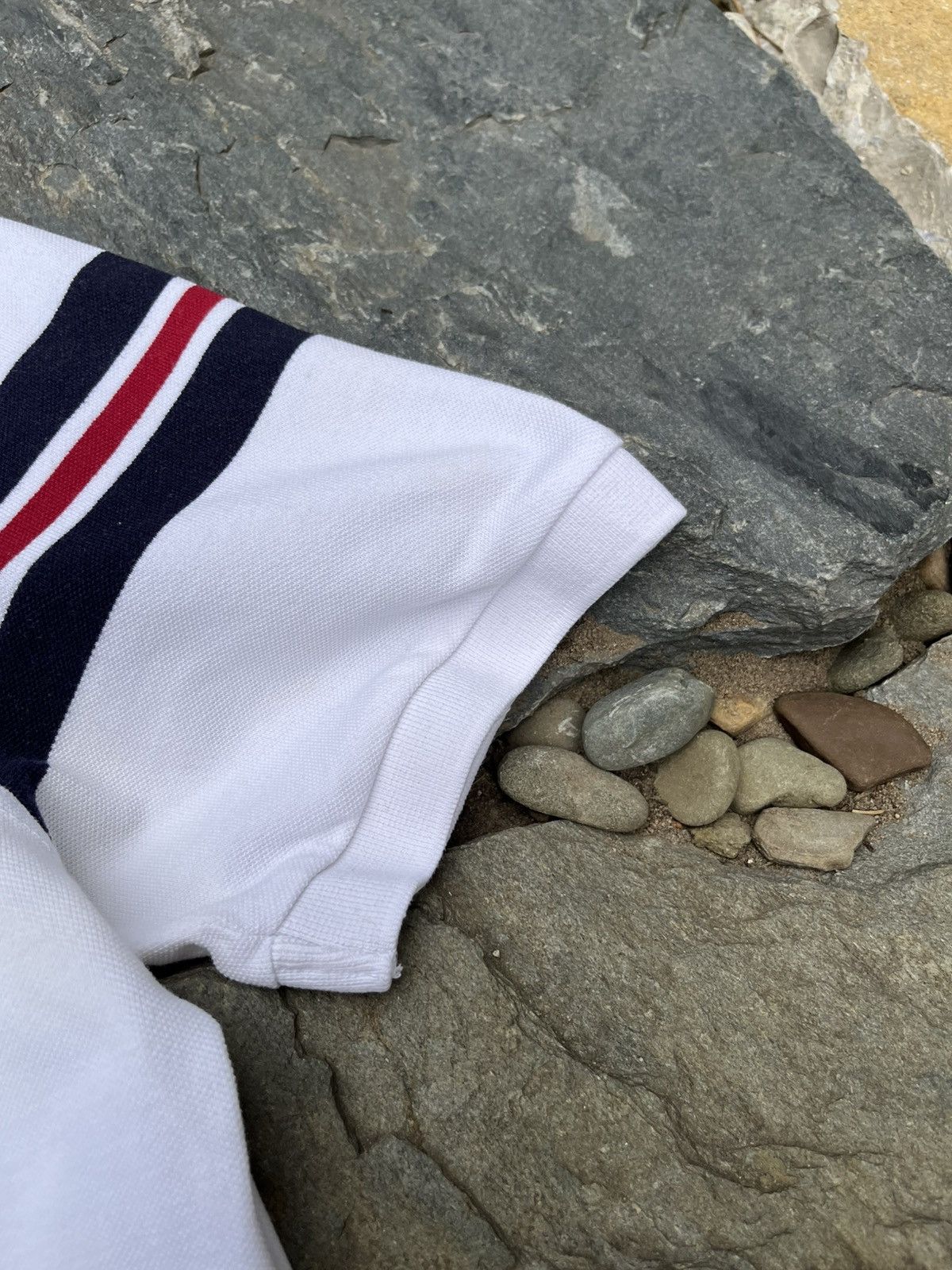 Balmain × Designer Balmain chest logo polo t-shirt tee with striped sleeves Size US L / EU 52-54 / 3 - 8 Thumbnail