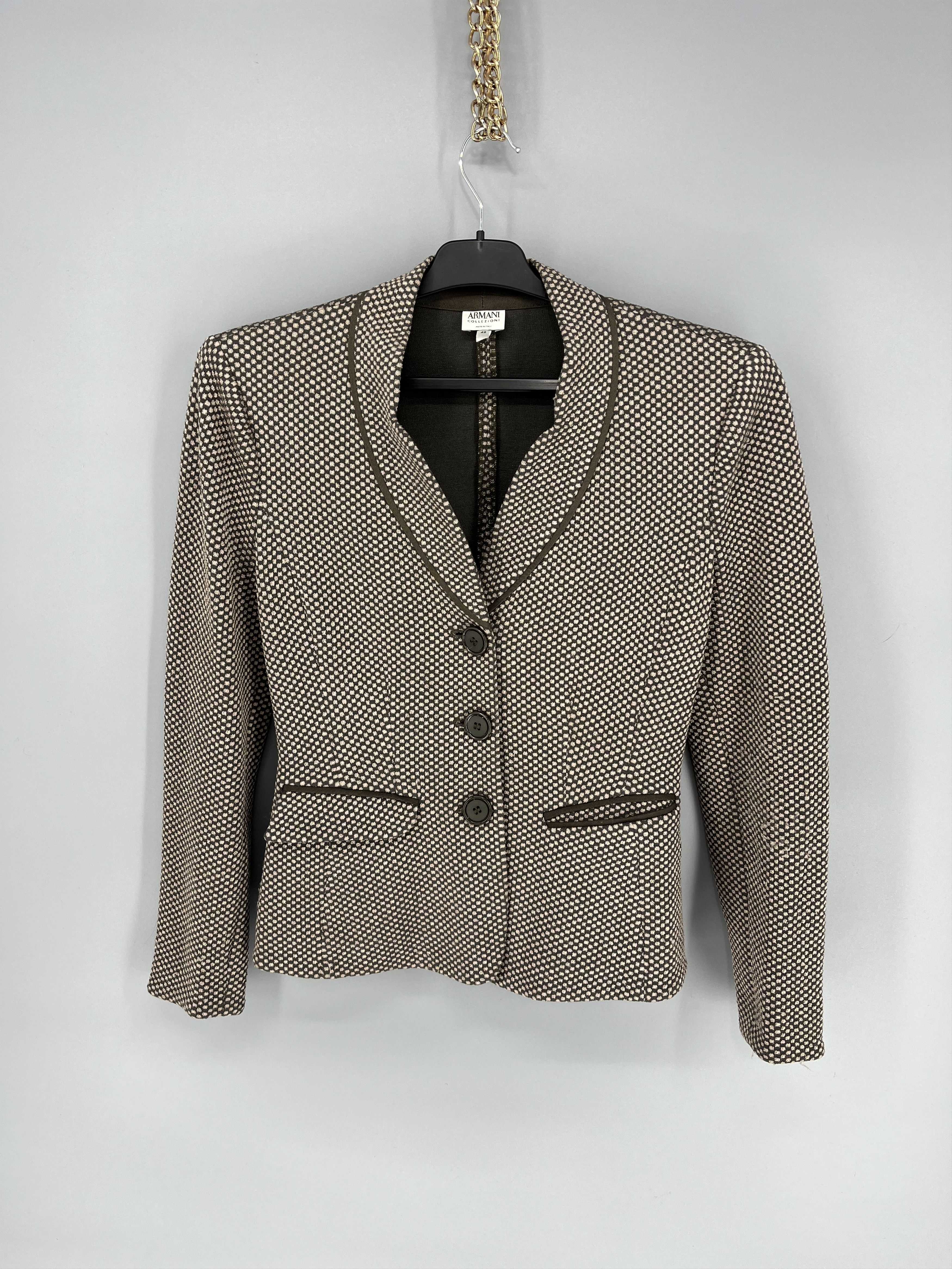 Armani × Emporio Armani × Giorgio Armani Armani Collezioni Light Gren-Brown Blazer Jacket Made Italy Size M / US 6-8 / IT 42-44 - 1 Thumbnail