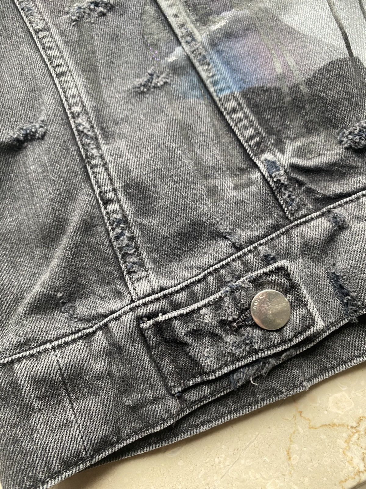 Amiri AMIRI 18AW Starry Night Moon Wolf Destroyed Denim Jacket Size US XL / EU 56 / 4 - 11 Thumbnail