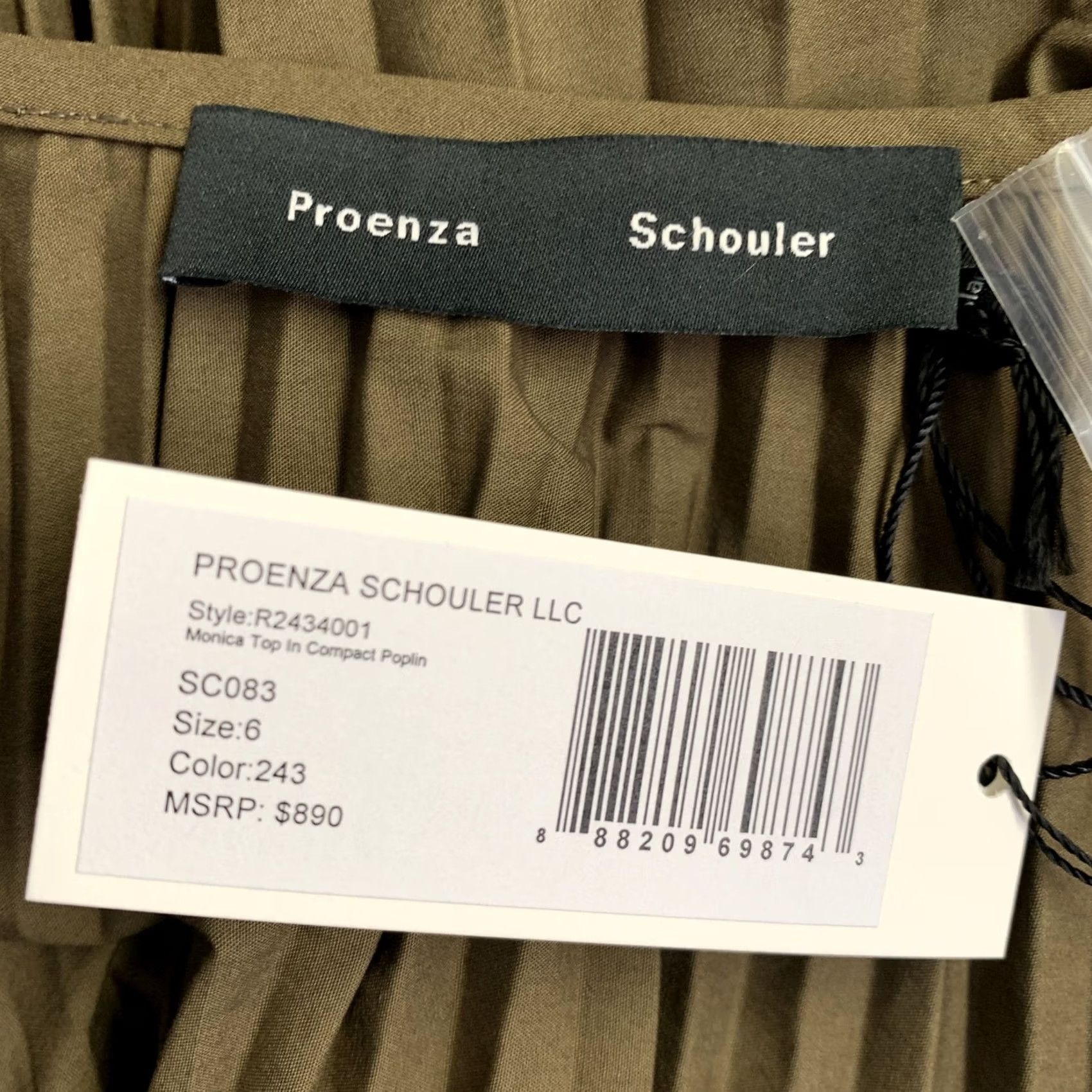 Proenza Schouler PROENZA SCHOULER Blouse V-Neck Monica Brown Cotton Blend Pleated Size 6 Womens Size M / US 6-8 / IT 42-44 - 4 Thumbnail
