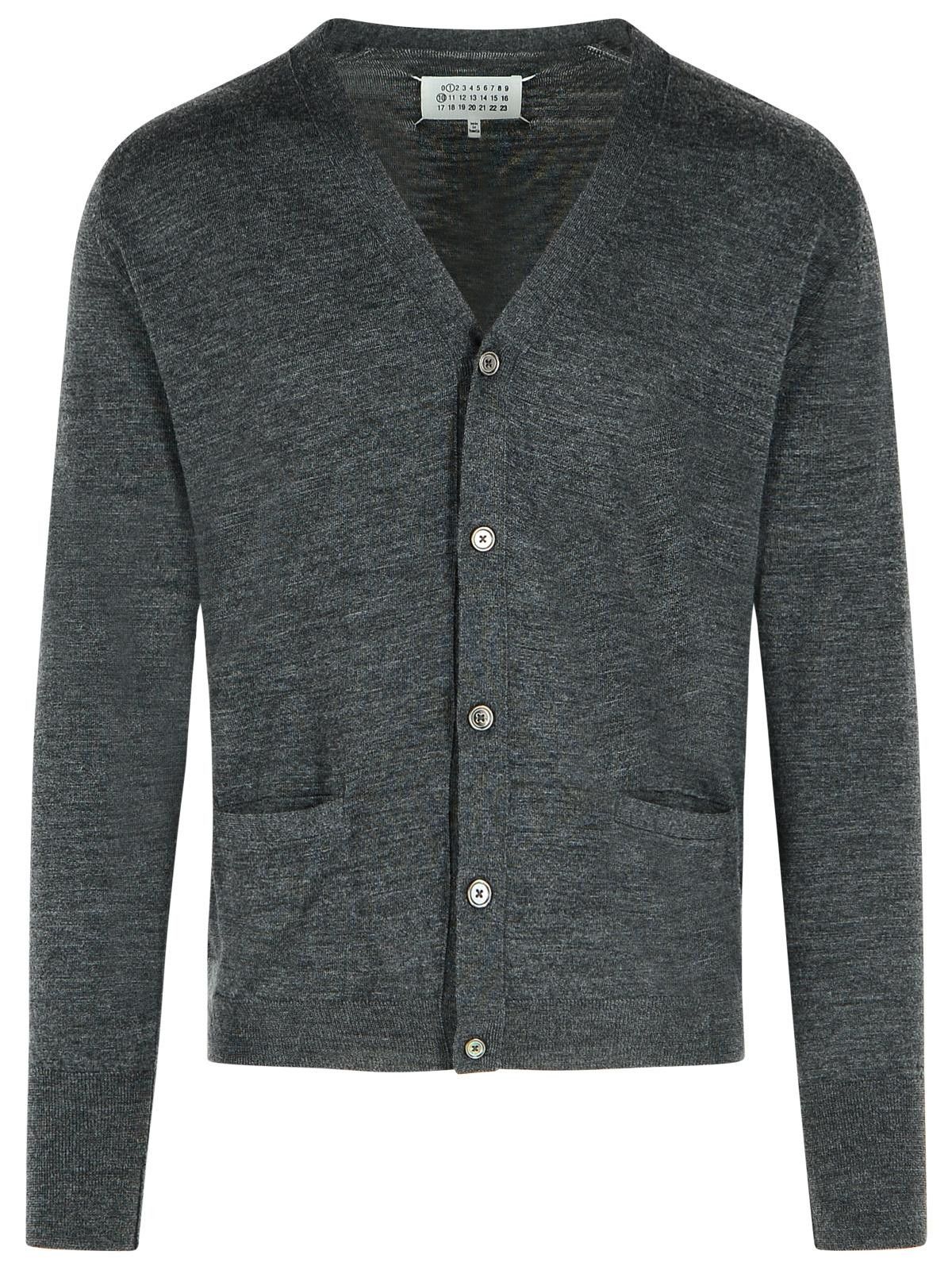Maison Margiela MAISON MARGIELA Dark Grey Wool Blend Cardigan Size US M / EU 48-50 / 2 - 1 Thumbnail