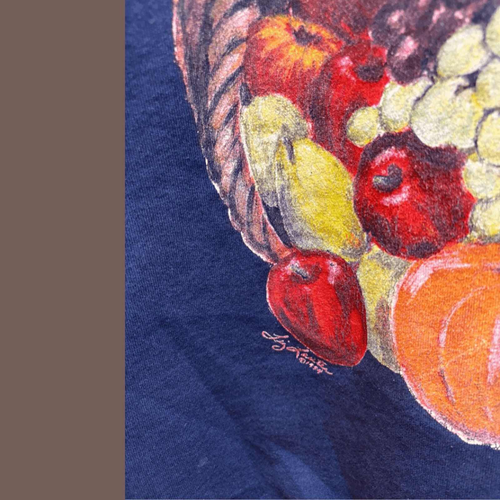 Vintage VTG Cornucopia Sweatshirt | Oneita Navy Graphic | 90s Fall Size US L / EU 52-54 / 3 - 5 Thumbnail