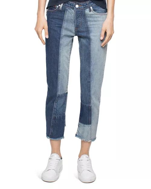 ZADIG VOLTAIRE DELUXE BOYFIX PATCHWORK BOYFRIEND JEANS BLUE