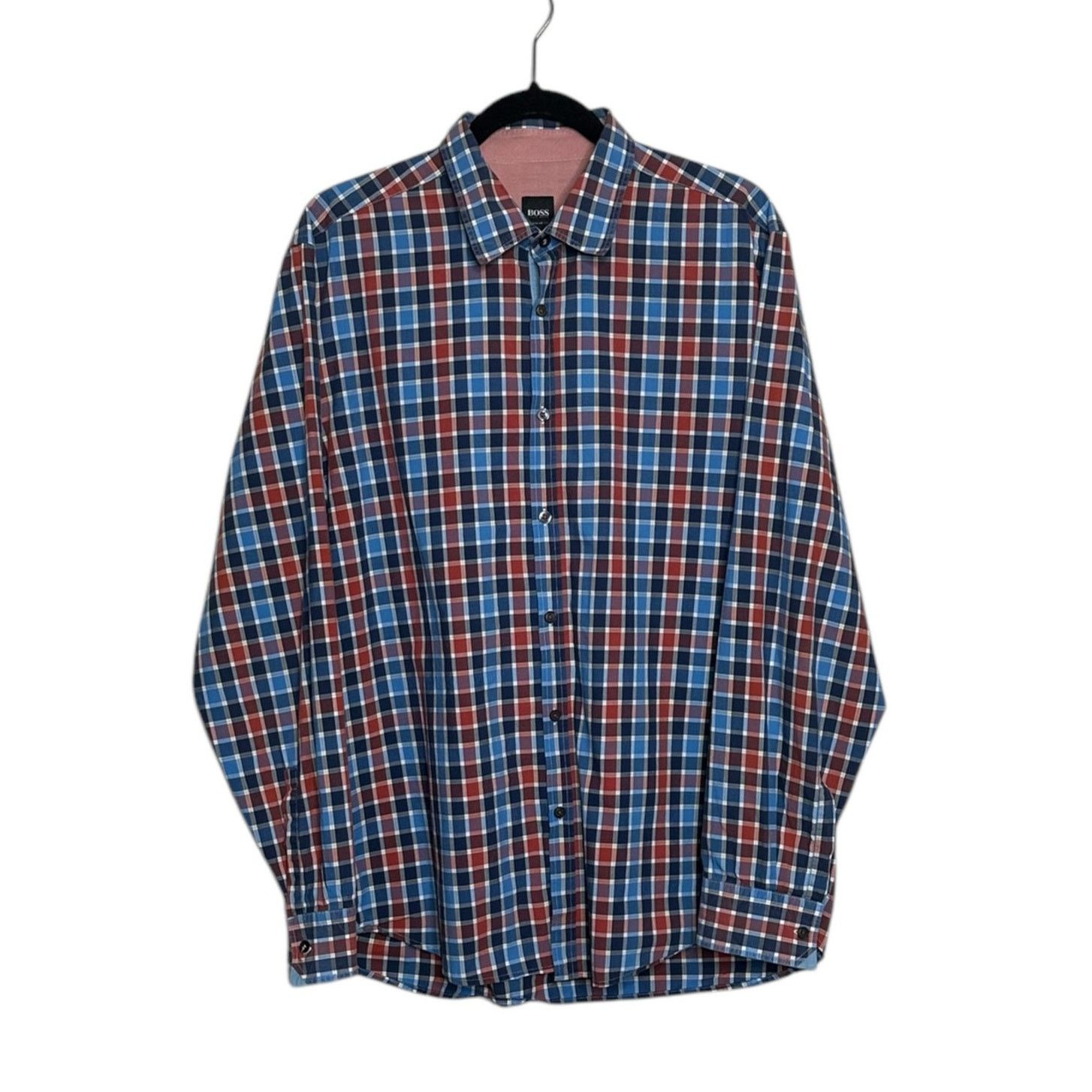 Hugo Boss Hugo Boss Blue Red Check Long Sleeves Casual Shirt size XL Size US XL / EU 56 / 4 - 1 Thumbnail