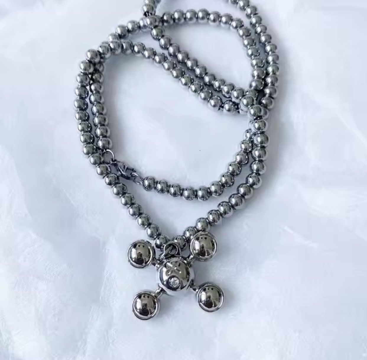 Jewelry Round Bead Chain Quadangle Ball Pendant Size ONE SIZE - 3 Thumbnail