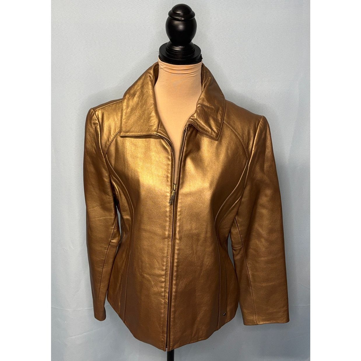 Black Rivet BLACK RIVET Women's Leather Zip-Front Jacket | Size L Size L / US 10 / IT 46 - 3 Thumbnail