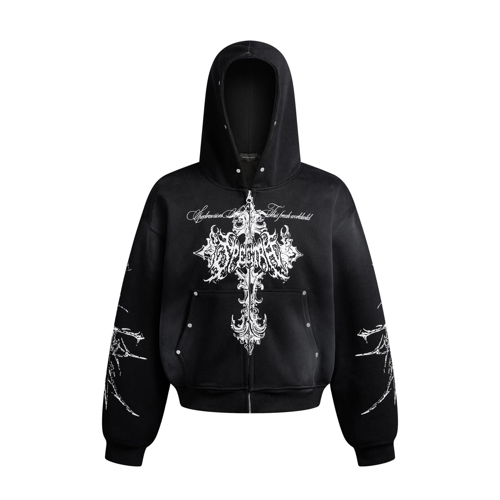 Japanese Brand Gothic Cross Graphic Full Zip Hoodie Size US XL / EU 56 / 4 - 3 Thumbnail