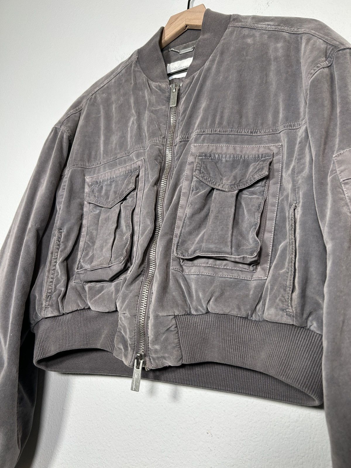 Blumarine FW24 Velour Cargo Cropped Bomber Size M / US 6-8 / IT 42-44 - 2 Thumbnail