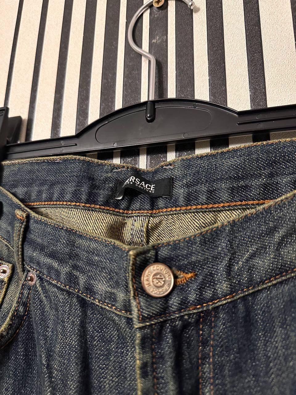 Versace × Vintage 2006 Versace Y2k “Crystals” Faded Denim Pants Size US 31 - 5 Thumbnail