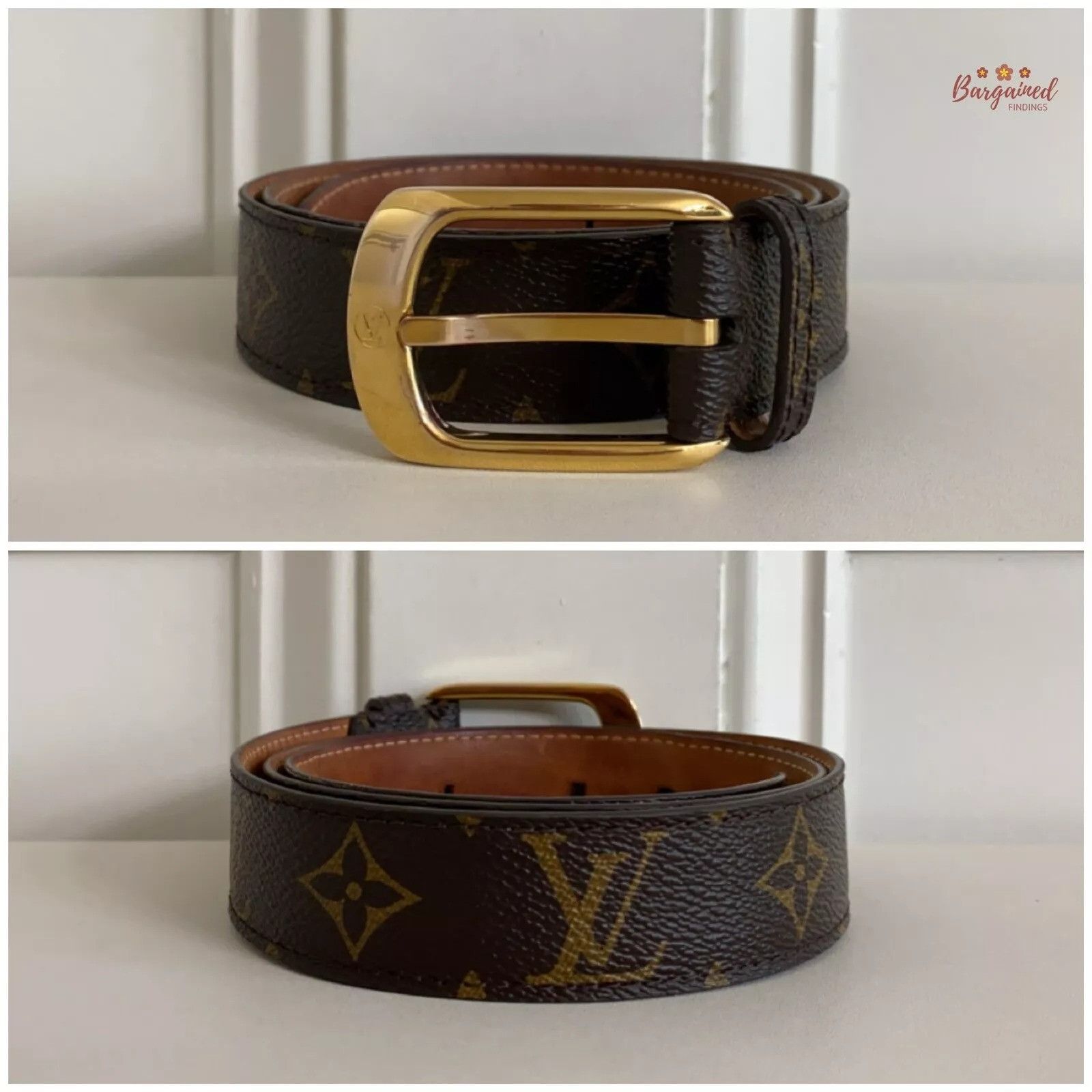 Louis Vuitton Louis Vuitton Monogram Canvas Leather Ellipse Gold Belt Size 30 - 9 Thumbnail