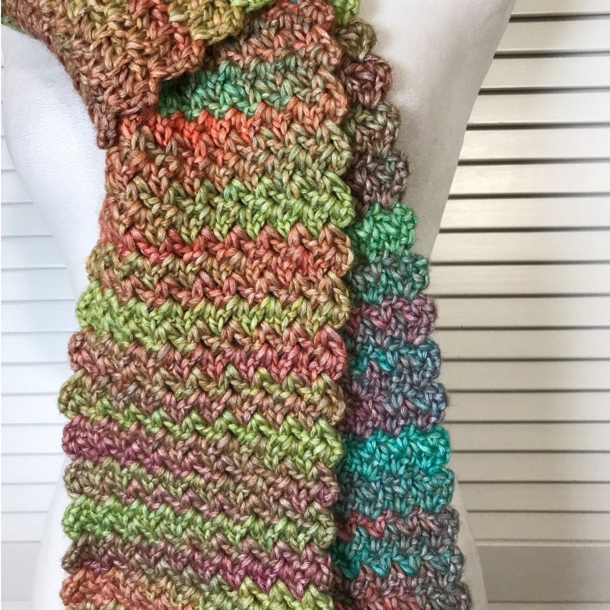Handmade NWT Handmade Crocheted Beige Textured Adult Beanie Scarf 58” Size ONE SIZE - 2 Thumbnail