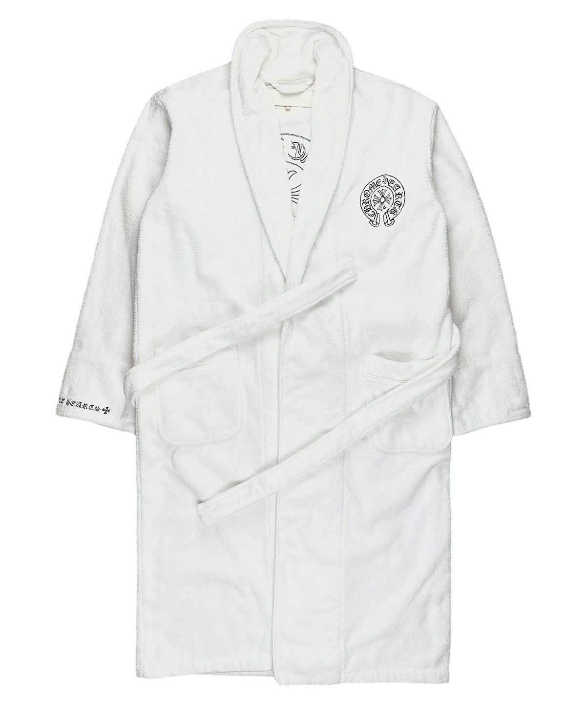 Pre-owned Chrome Hearts Embroidered Horseshoe Logo Terry Bath Robe In White