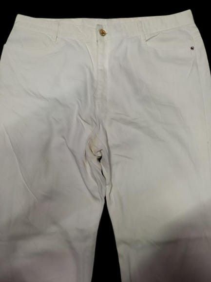 Japanese Brand × Jean × Vintage WHITE JEANS LADY EMBROIDERED FLOWER Size 33" - 4 Thumbnail