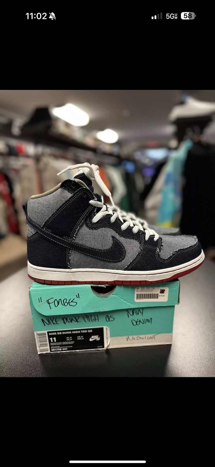 Nike Size 11 - Nike Reese Forbes x SB Dunk High Denim (881758-441 Size US 11 / EU 44 - 17 Thumbnail