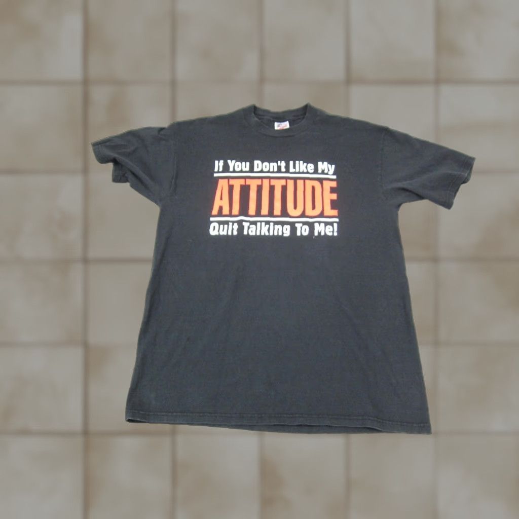 Jerzees VINTAGE Jerzees Funny Shirt Mens L Black Attitude Quote Quit Talking USA 90s Shirt Mens L Black Jerzees 80s 90s Classic Funny School Vintage Shirt Size US L / EU 52-54 / 3 - 1 Thumbnail