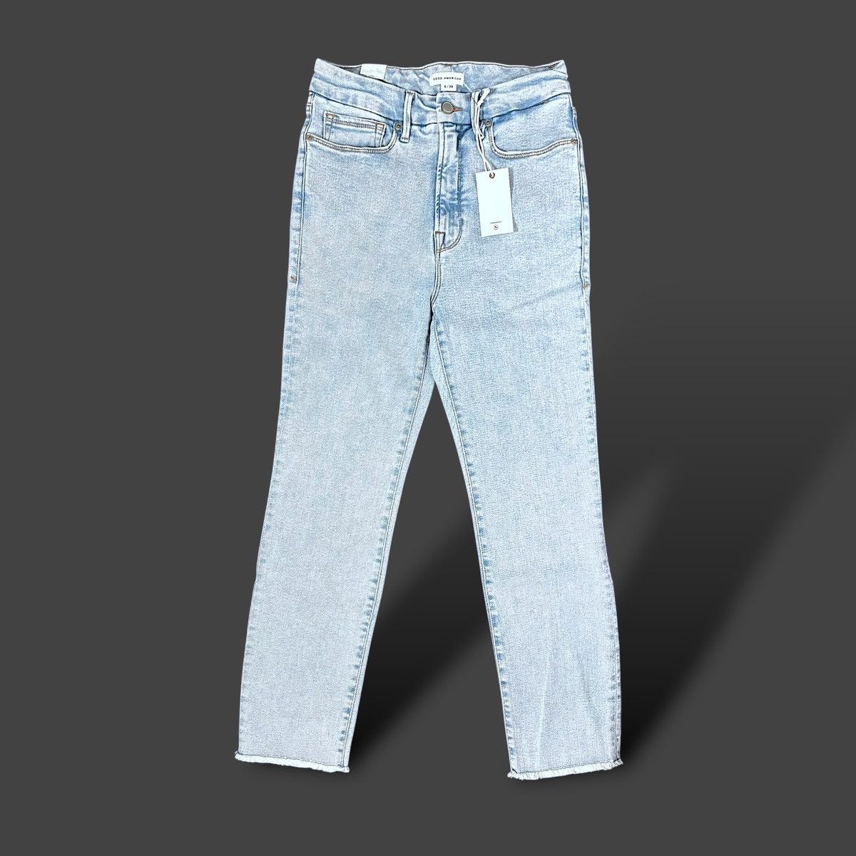 Good American Good American Good Classic Slim Straight High Wst Jeans Sz 8 Size 29" - 3 Thumbnail