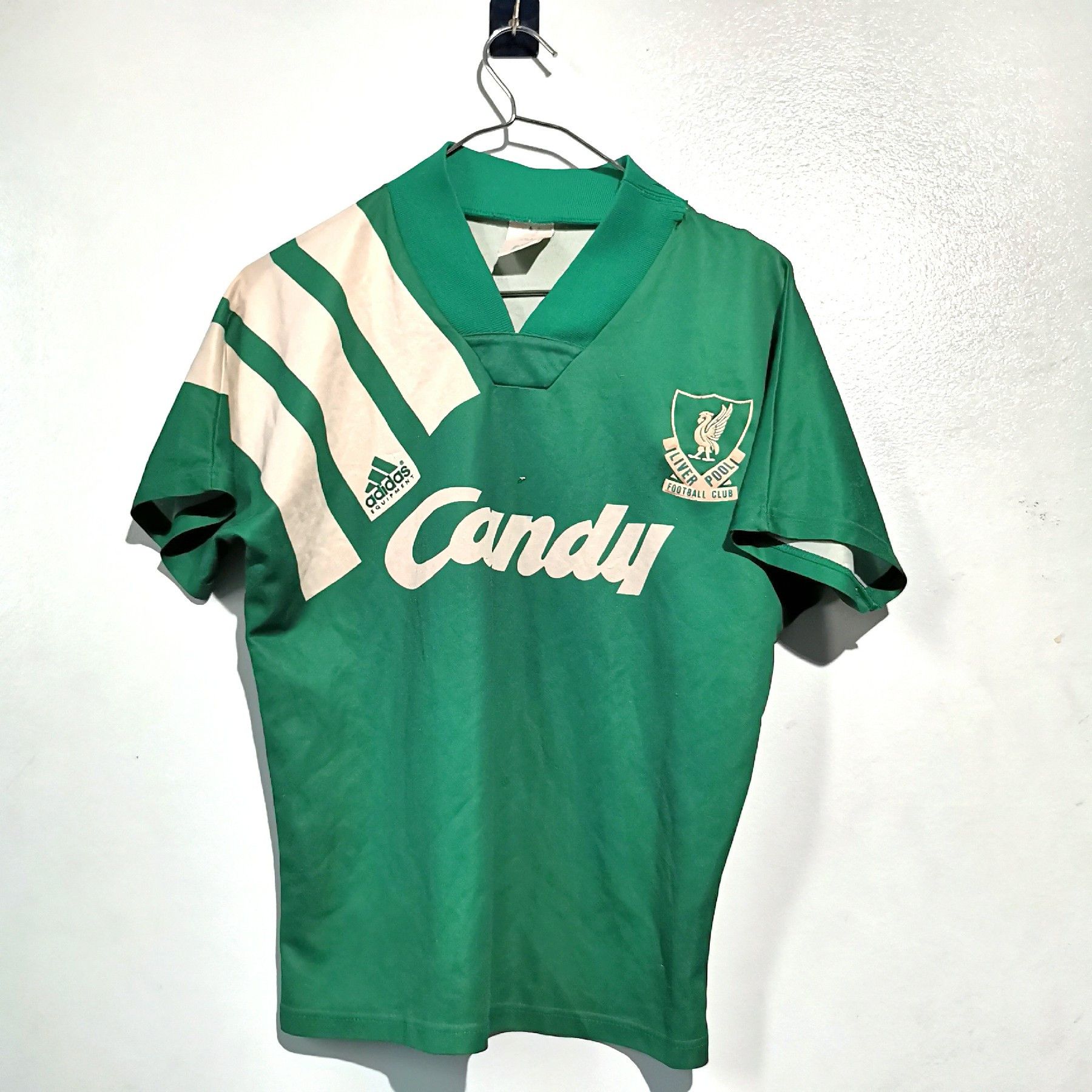 image of Adidas Liverpool England 1991 1992 Away Shirt Jersey in Green, Men's (Size XS)