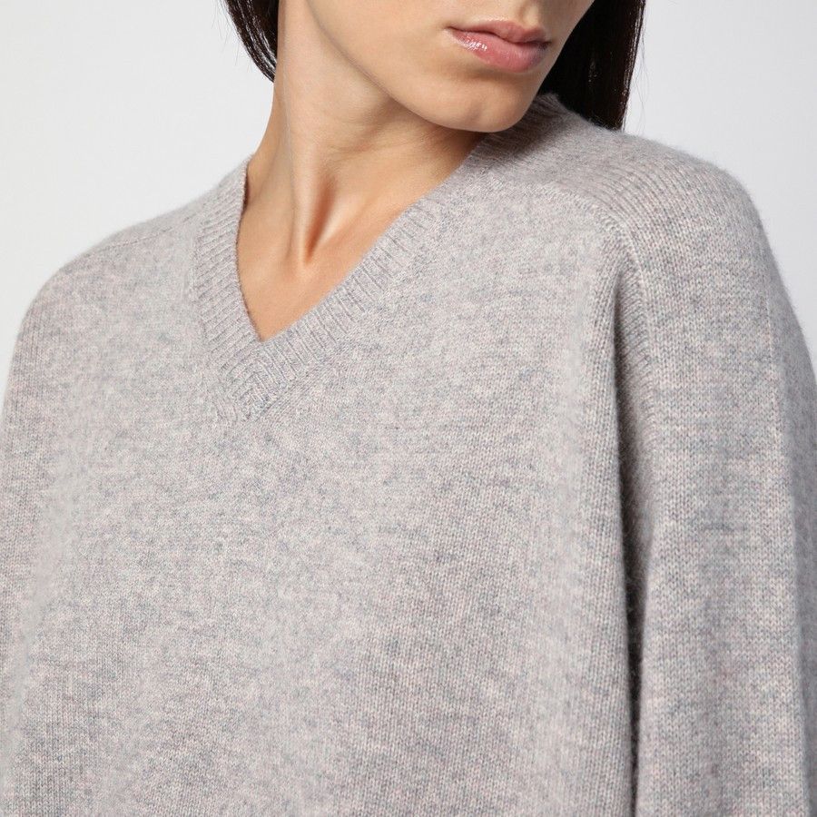 Loulou de Saison o1d2blof0824 Melange Cashmere Jumper in Light Grey Size L / US 10 / IT 46 - 4 Thumbnail