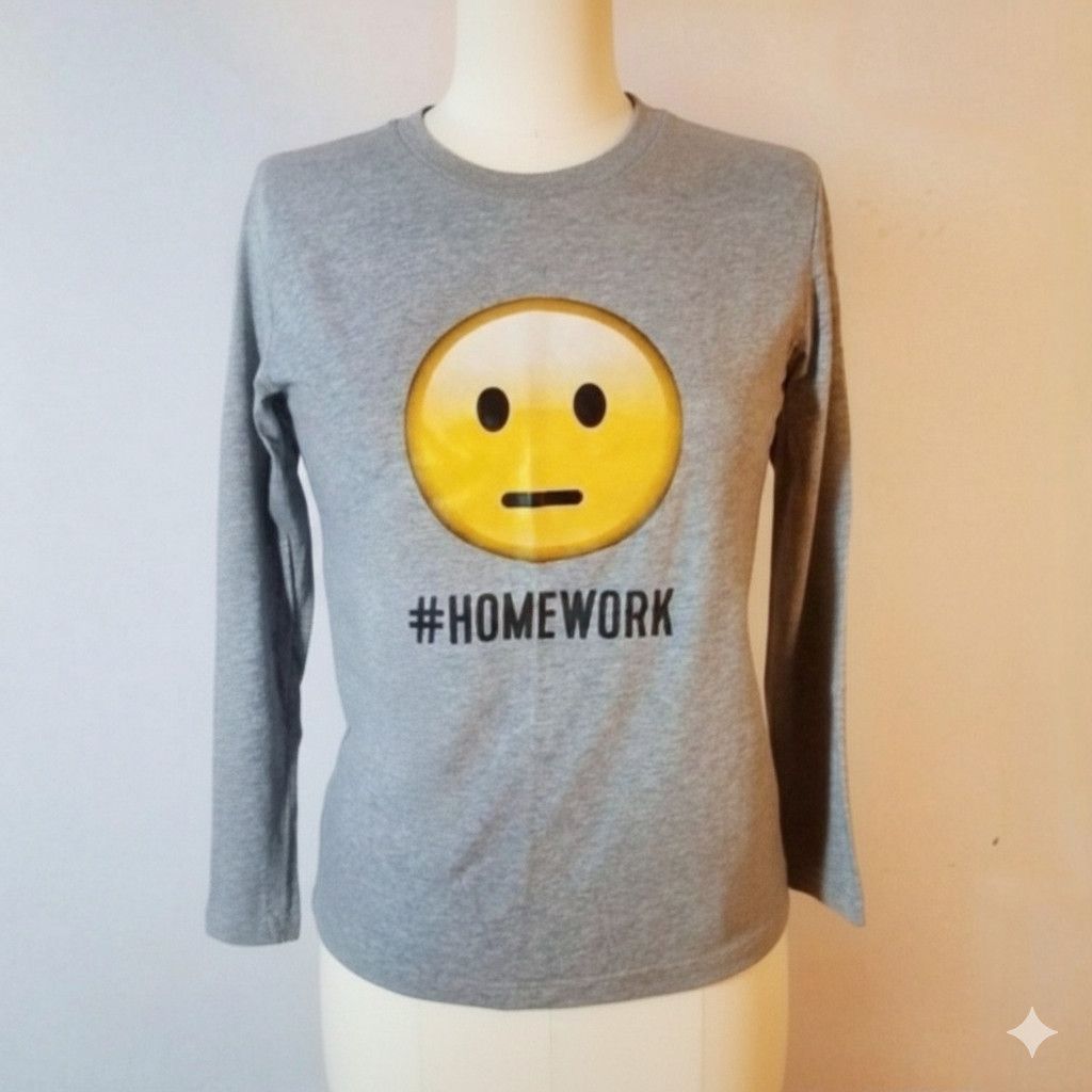 Other #Homework Youth XL/Women S Emoji Long Sleeve T-Shirt Kids Size US S / EU 44-46 / 1 - 1 Thumbnail
