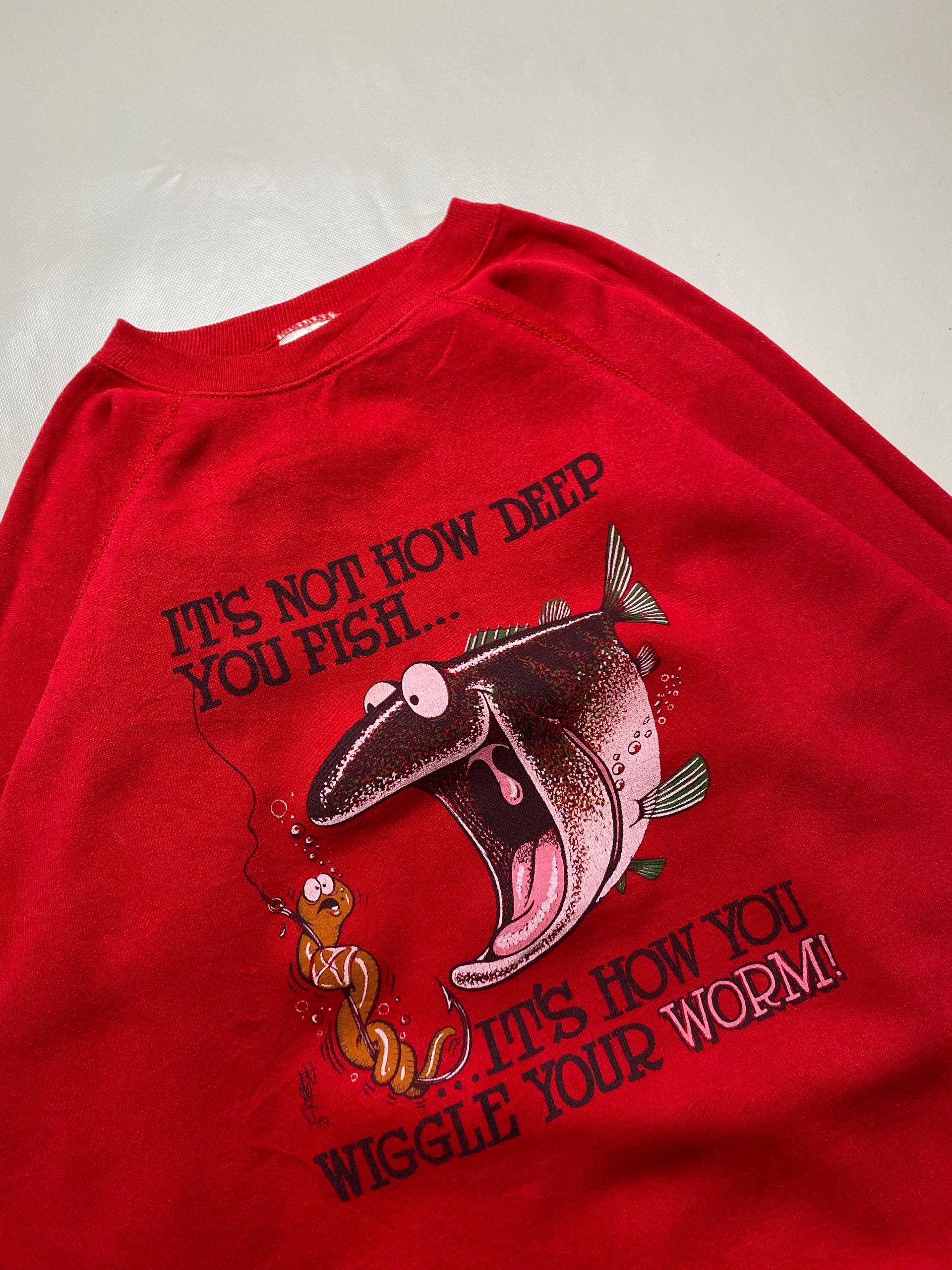 Hanes Vintage 90s Funny Parody Fishing Sweatshirt Crew Neck USA Size US XXL / EU 58 / 5 - 2 Thumbnail