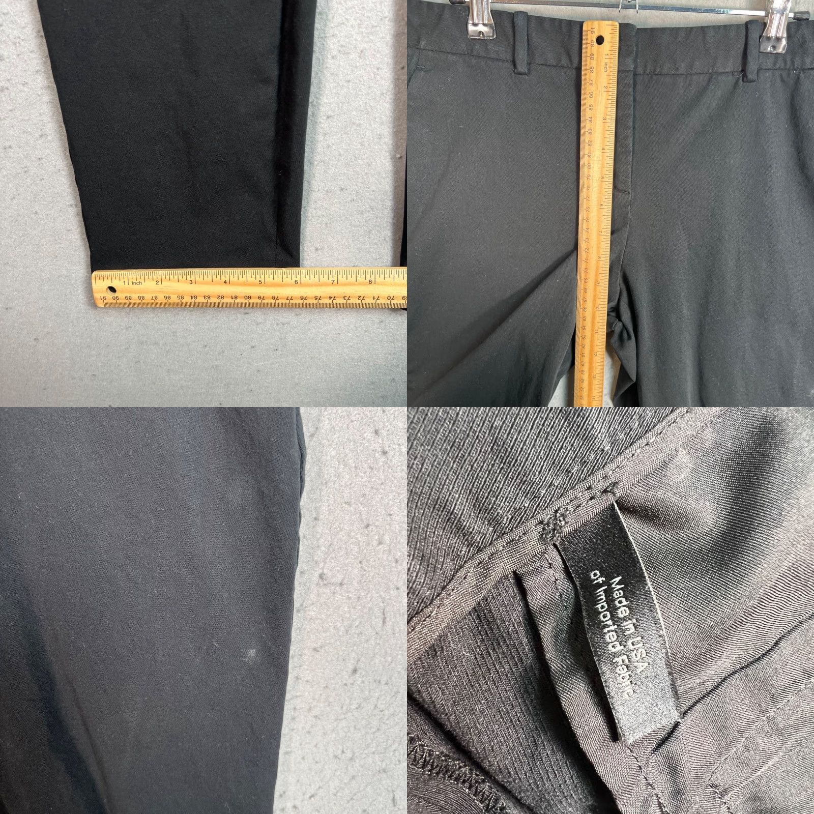 Theory Theory Women's Dress Pants - Black Cotton Blend Slim Fit Flat Front Tapered Leg, Size 10, Inseam 27 in, Regular, 32 in Waist, Womens Size 32" / US 10 / IT 46 - 8 Thumbnail