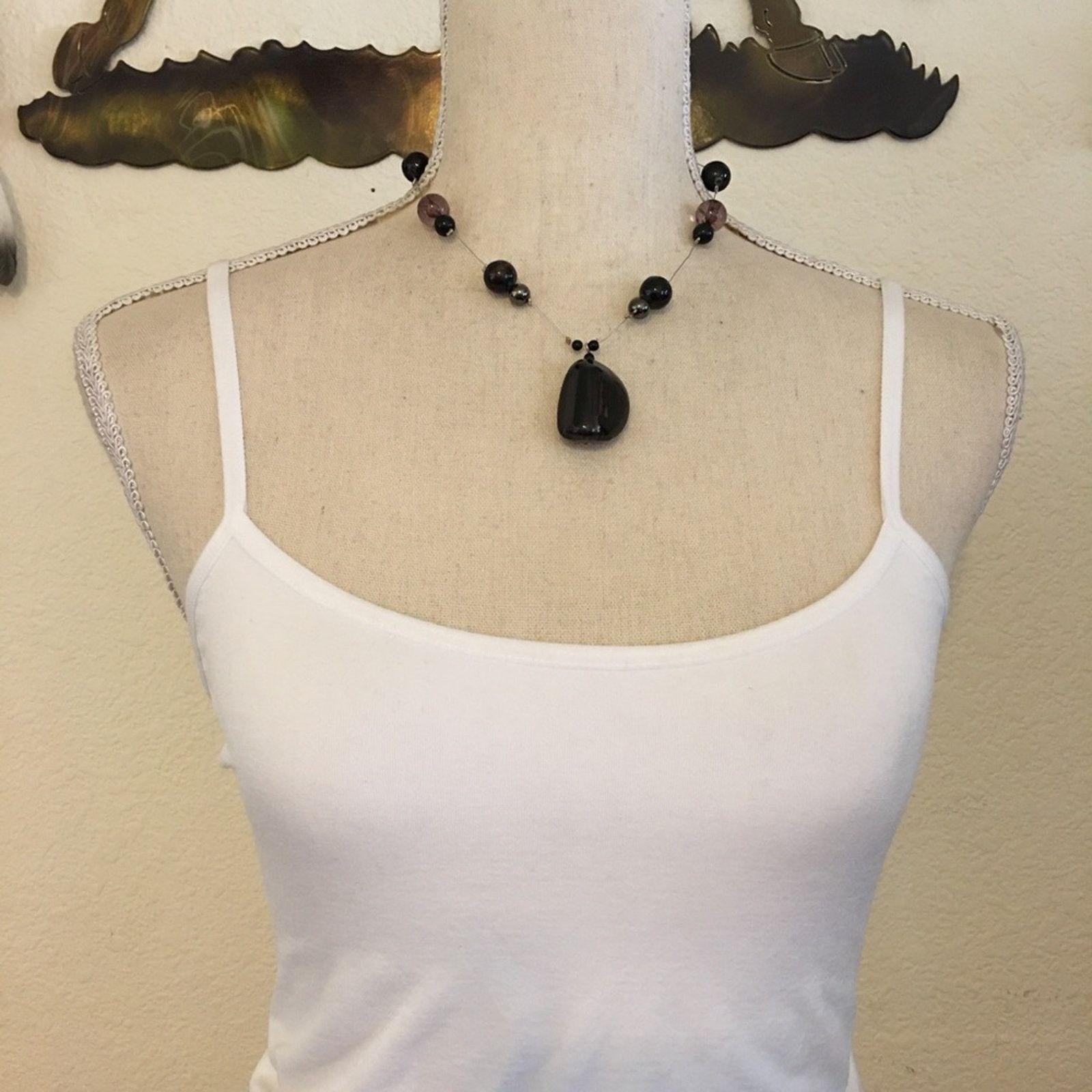 Jewelry Multi tone chunky glass bead fish line necklace Size ONE SIZE - 3 Thumbnail