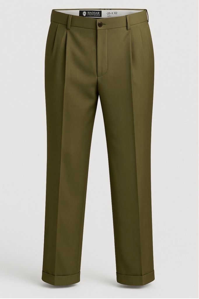 Haggar Men's Haggar Olive Green Classic Fit EcLo Pants Size 38x32 Size US 38 / EU 54 - 1 Thumbnail