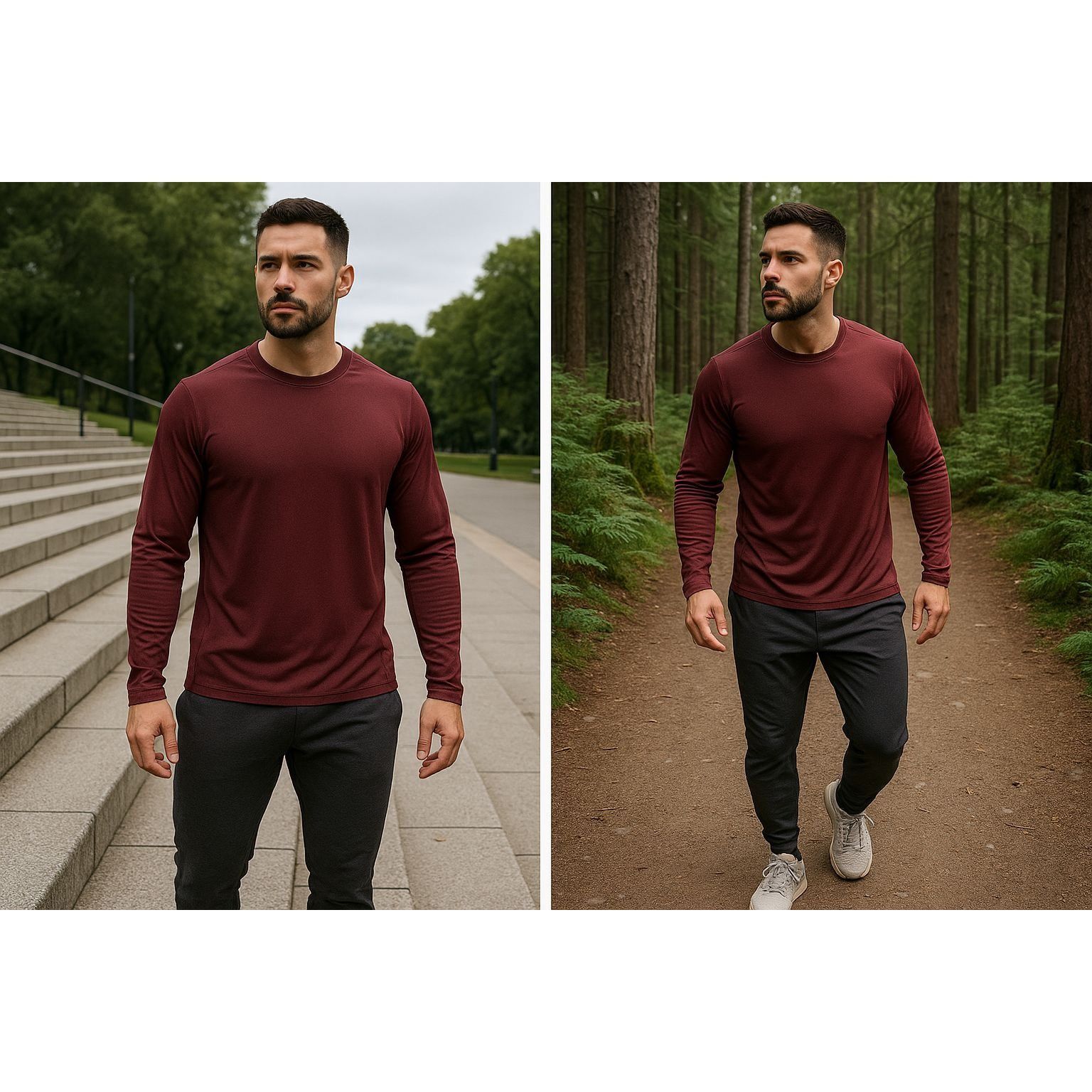 Gymshark Gymshark Men's Long Sleeve Shirt Burgundy M Athflow Gorpcore Size US M / EU 48-50 / 2 - 1 Thumbnail