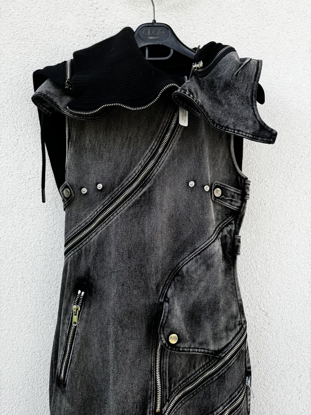 No Faith Studios NO/FAITH STUDIOS denim Gown S Black Zipped faded hooded 4.6k Size S / US 4 / IT 40 - 10 Thumbnail