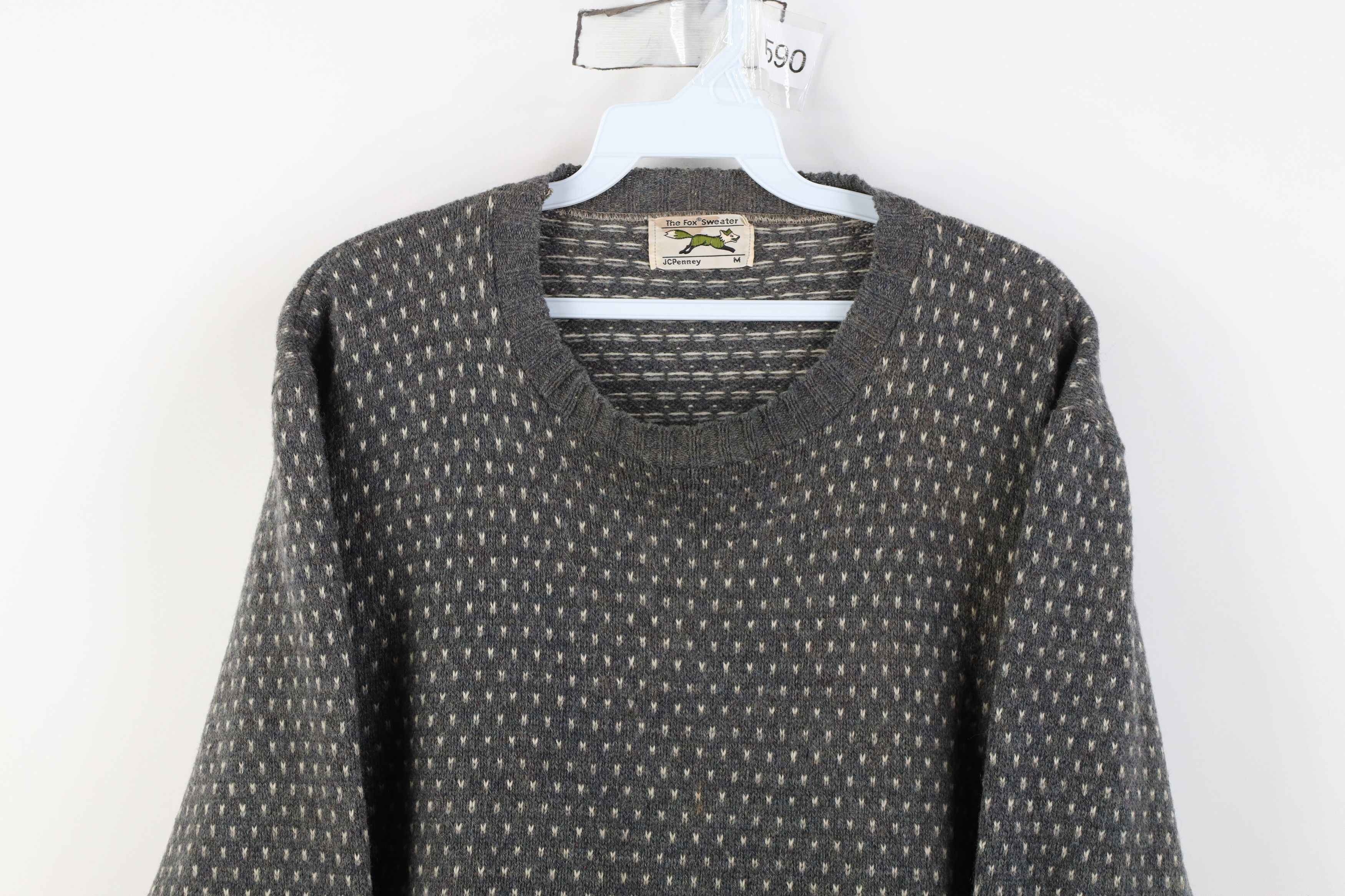 Vintage Vintage 70s Streetwear Wool Blend Knit Polka Dot Sweater Size US M / EU 48-50 / 2 - 2 Thumbnail