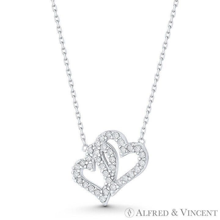 Other Double-Heart CZ Charm Pendant & Chain Necklace Size ONE SIZE - 1 Preview