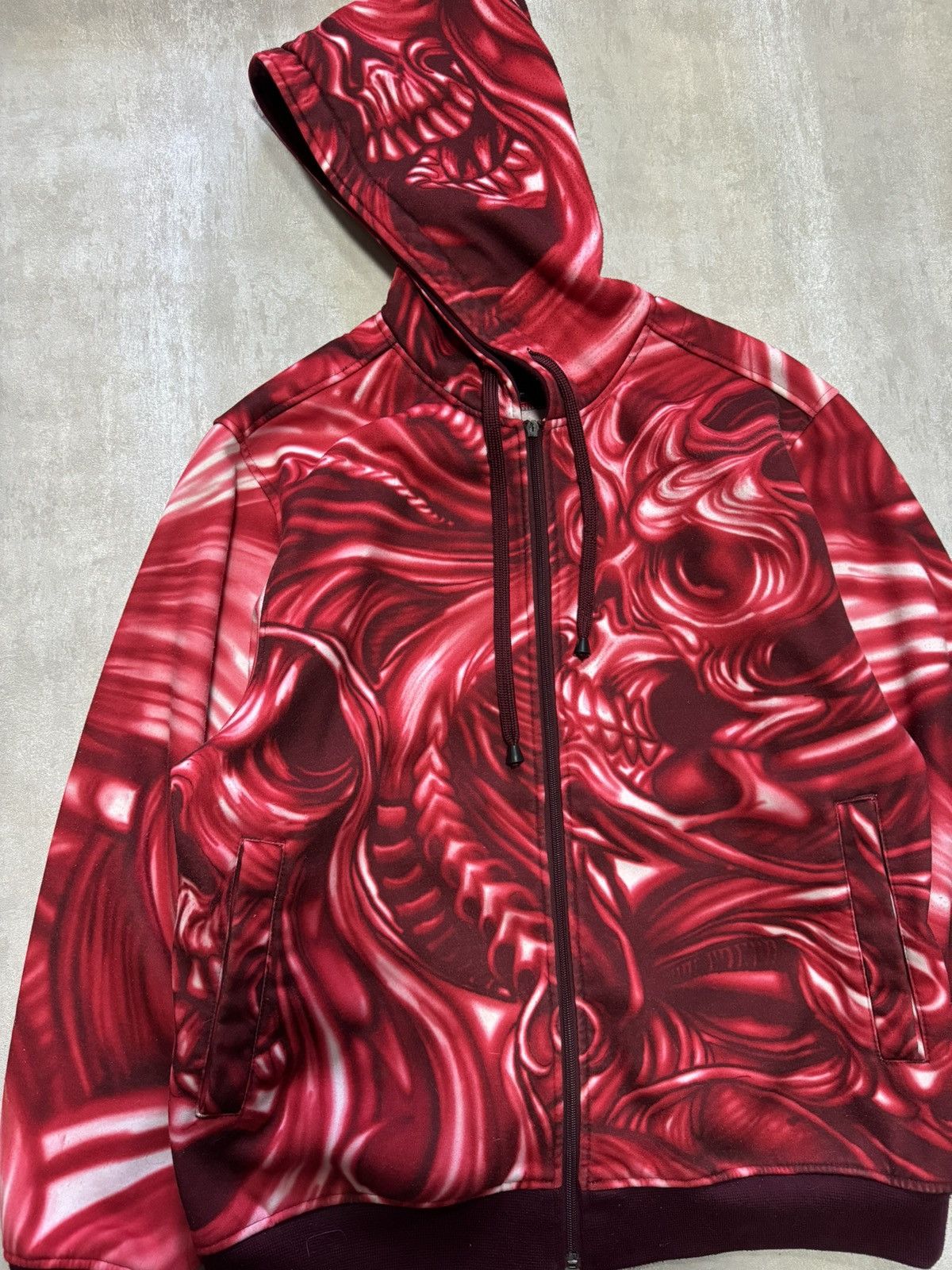 Rap Tees Vintage Raw Blue Over Print Skeleton Opium Full Zip Hoodie Size US M / EU 48-50 / 2 - 2 Thumbnail