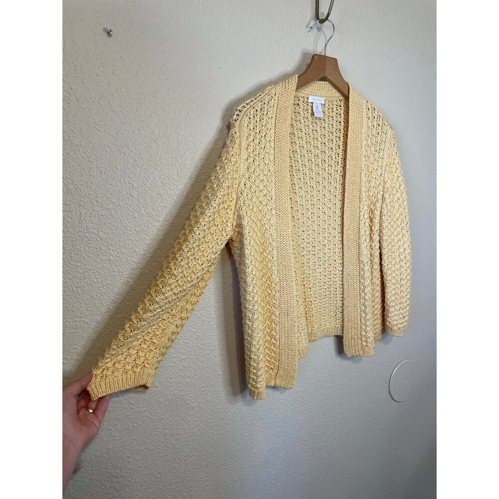 Chicos Chico’s Yellow Loose Knit Open Front Cardigan 0 (XS/Small) Size S / US 4 / IT 40 - 2 Thumbnail