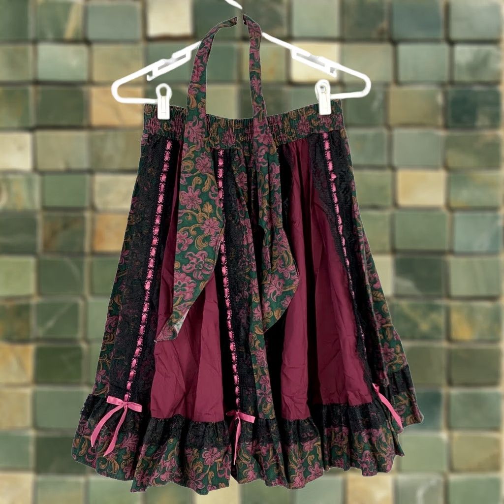 Vintage VINTAGE Square Up Fashions Burgundy Lace Dancing Lyrical Goth Circle Skirt Medium Ladies Womens 1980s Prairie Ethnic/Peasant Style Size 32" / US 10 / IT 46 - 1 Thumbnail