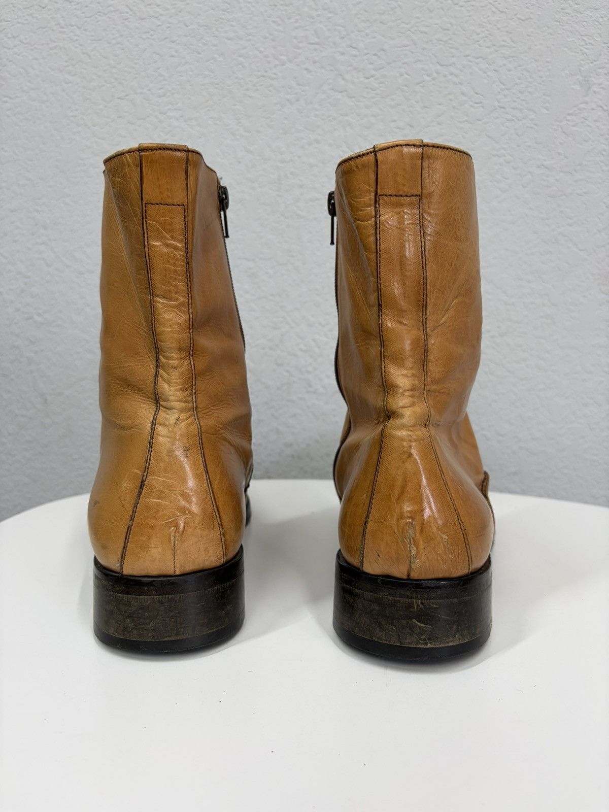 Hedi Slimane Vintage Camel Leather Zip Boots Guidi CCP Rick Owens Style Size US 11 / EU 44 - 9 Thumbnail