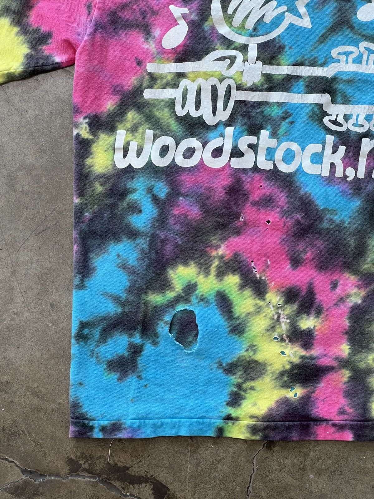 Band Tees × Vintage Vintage Woodstock New York Single Stitch Tie Dye Tee Small Size US S / EU 44-46 / 1 - 5 Thumbnail