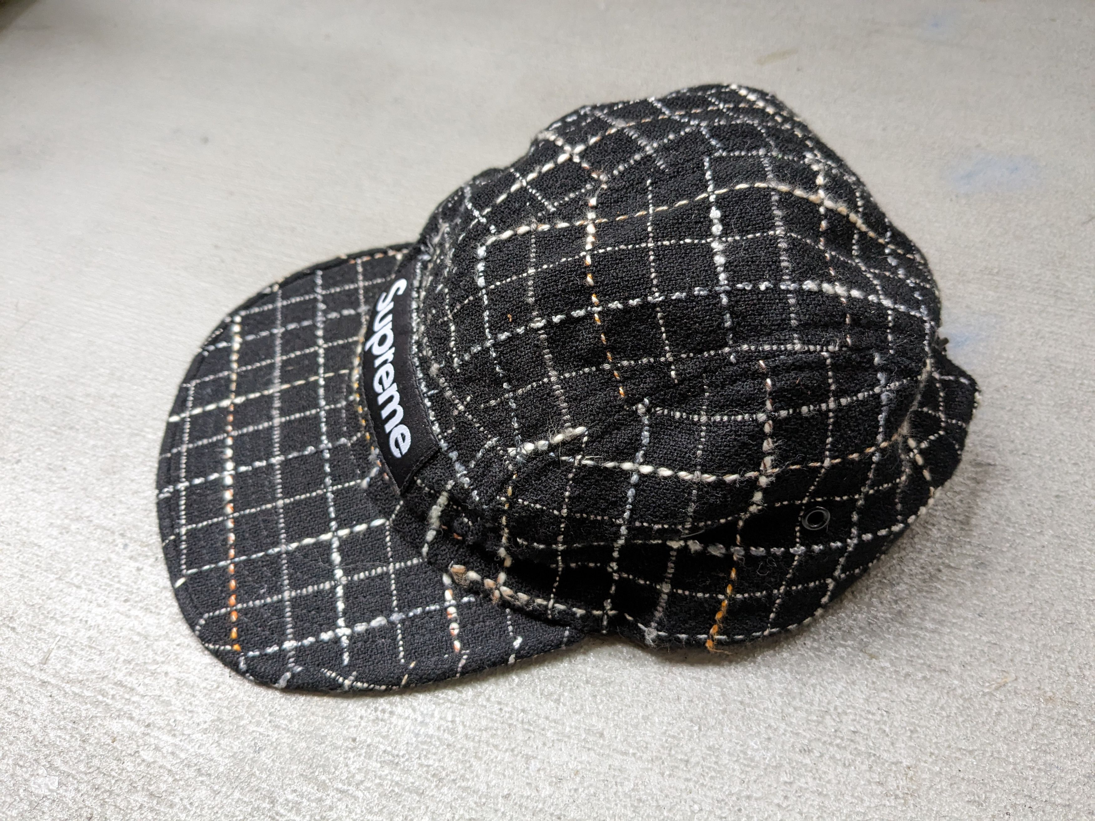 Supreme Supreme Boucle Camp Cap Black White Grid FW18 BOGO Size ONE SIZE - 6 Thumbnail